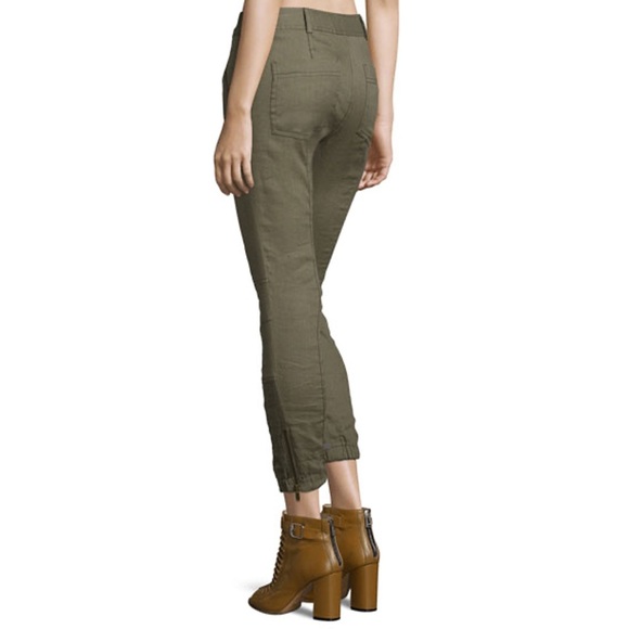 Veronica Beard - Caladium Cropped Zip-Trim Cargo Pants - Army Green - Picture 3 of 14
